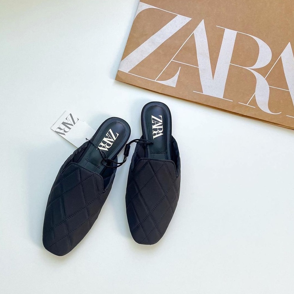𝗡𝗪𝗧 𝗭𝗮𝗿𝗮 • Quilted Flat Mules